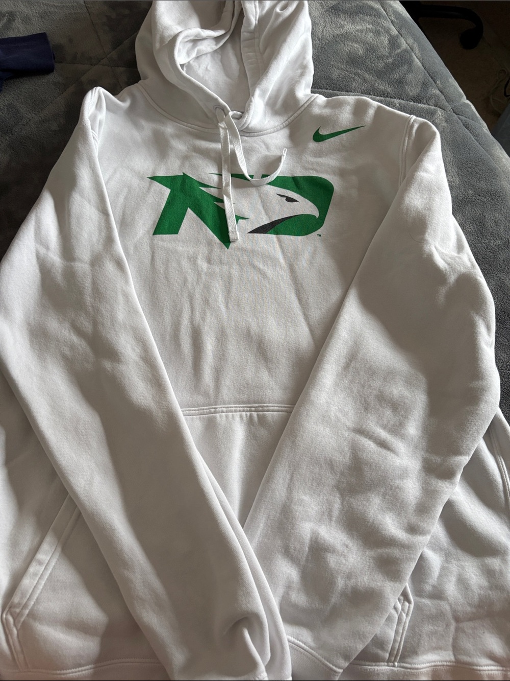 Nike White Hoodie with Green Eagle and Swoosh